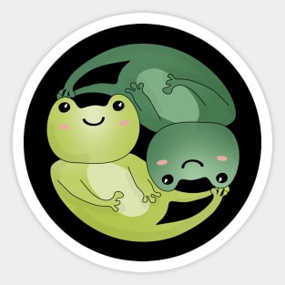 Kawaii Frog Drawing Yin Yang Balance Symbol Sticker